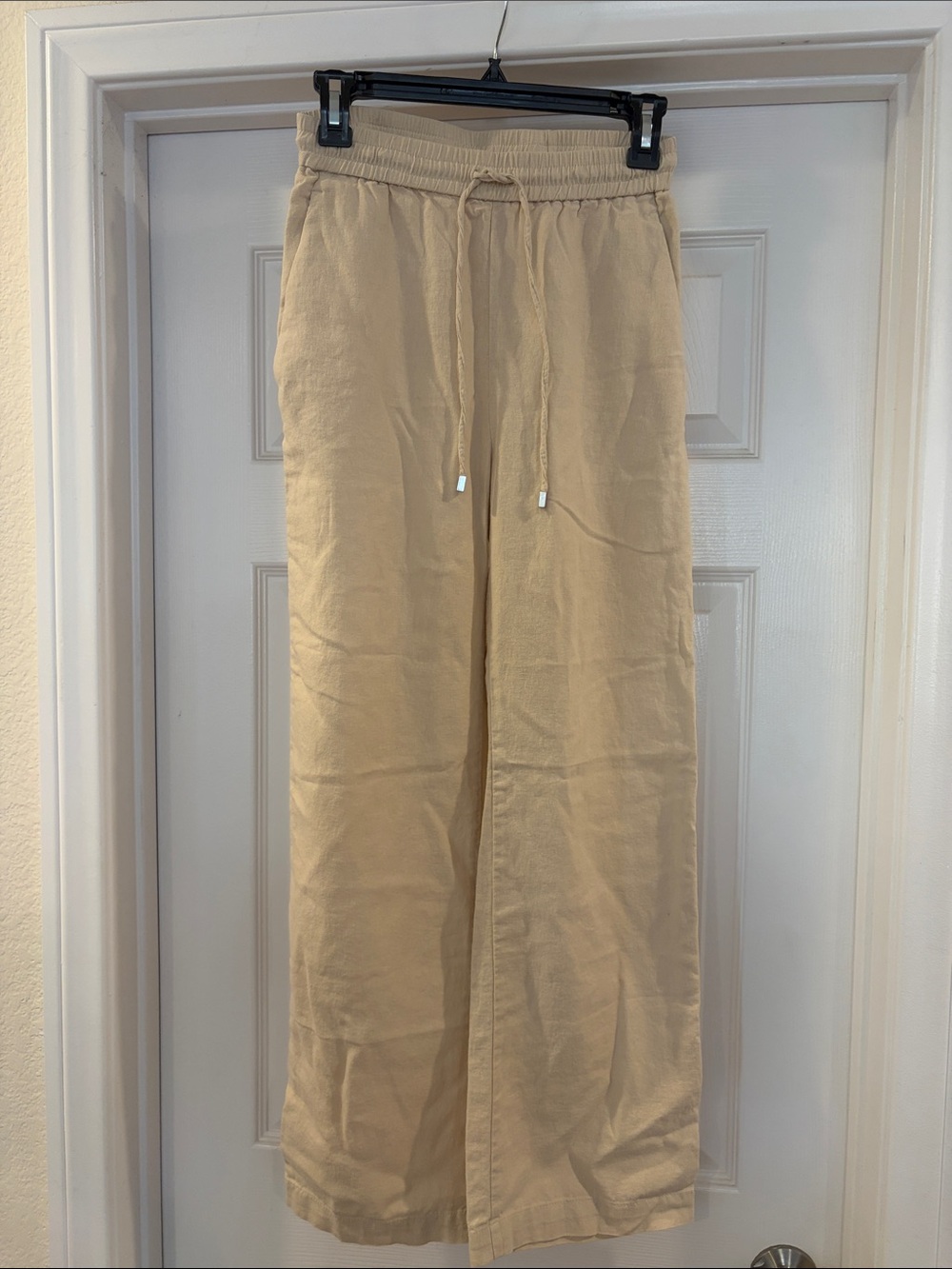 Zara Women's Wide-Leg Drawstring Chinos in Tan